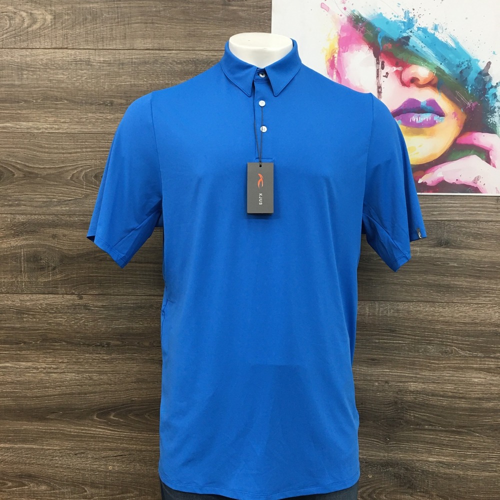 KJUS Soren Solid Polo Shirt UPF 50+ Golf‎ Athletic Blue Mens Size 58 3XL
